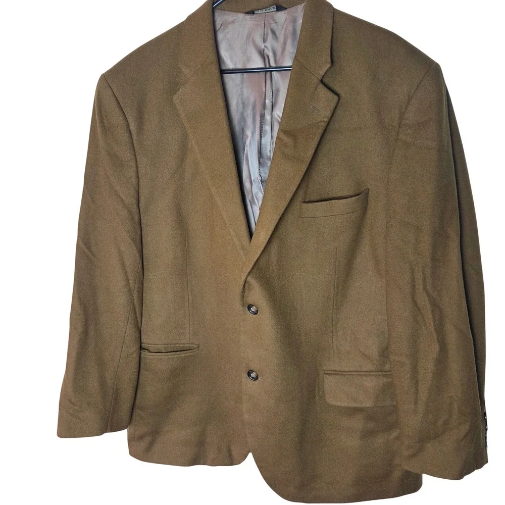 Jos A Bank Sport Coat 46R Brown 90 Wool 10 Cashmere Men's Blazer 2 Button
